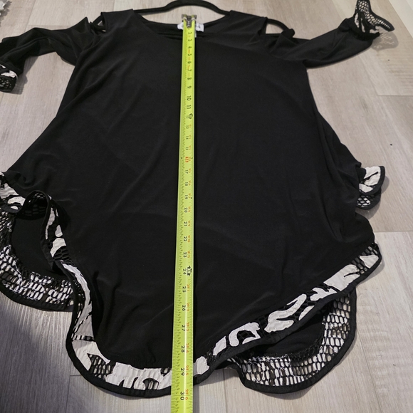 Joseph Ribkoff Black Cold Shoulder Blouse with Lace Detail - Picture 7 of 8